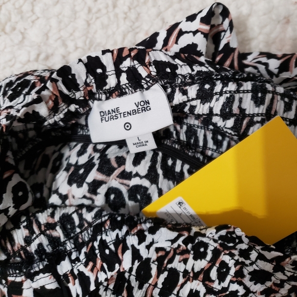 Dvf for Target Women's Smocked Tie Strap Neutral Poppy Midi Dress - Picture 12 of 13